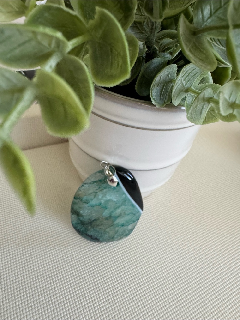 Black onyx and quartz turquoise pendant